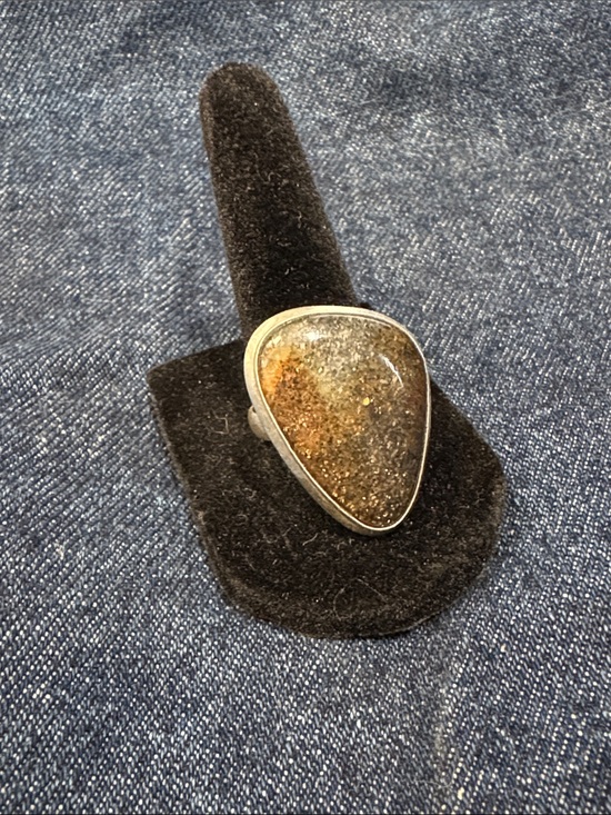 Jewelry - Beautiful Stone Ring in Brown and Gold set in Sterling Silver